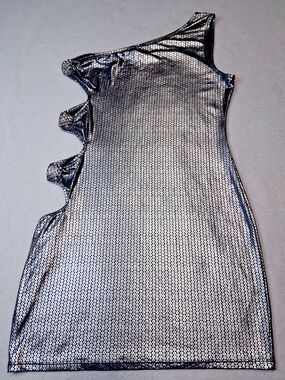 IPONA Silver One-Shoulder Cutout Dress